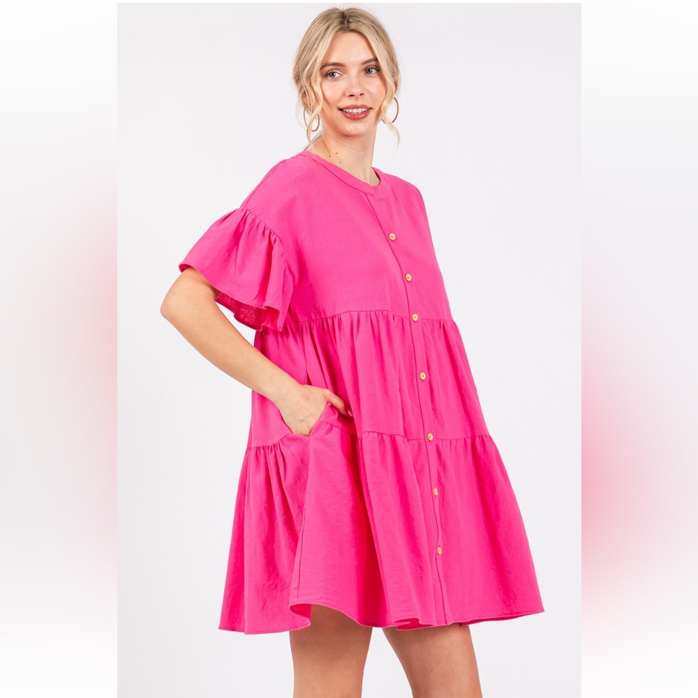 22 Boho -tiered button down dress - Picture 4 of 6